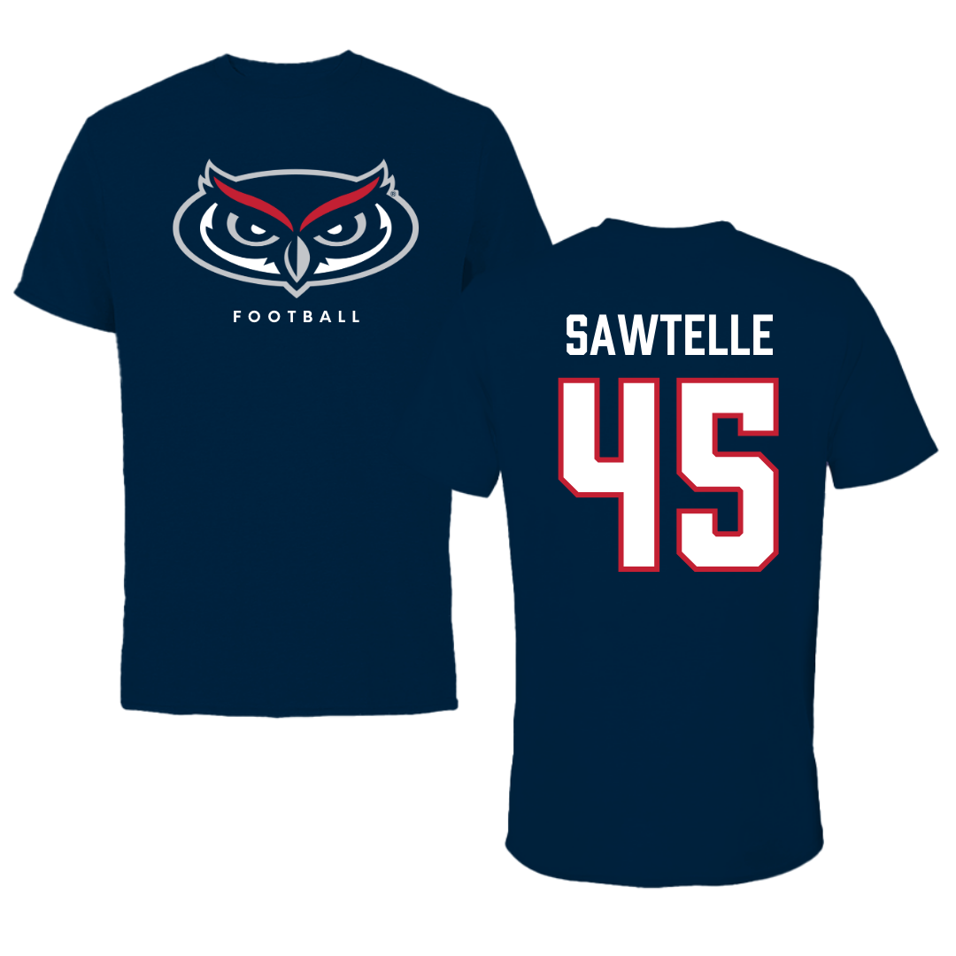 Florida Atlantic University Football Navy Mascot Tee - #45 Makai Sawtelle