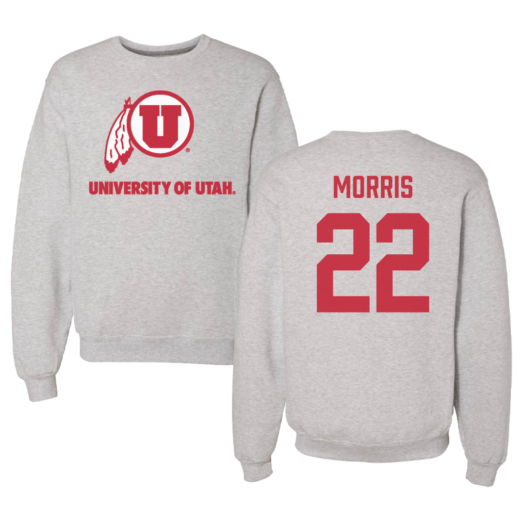 University of Utah Softball Gray Crewneck - #22 Halle Morris
