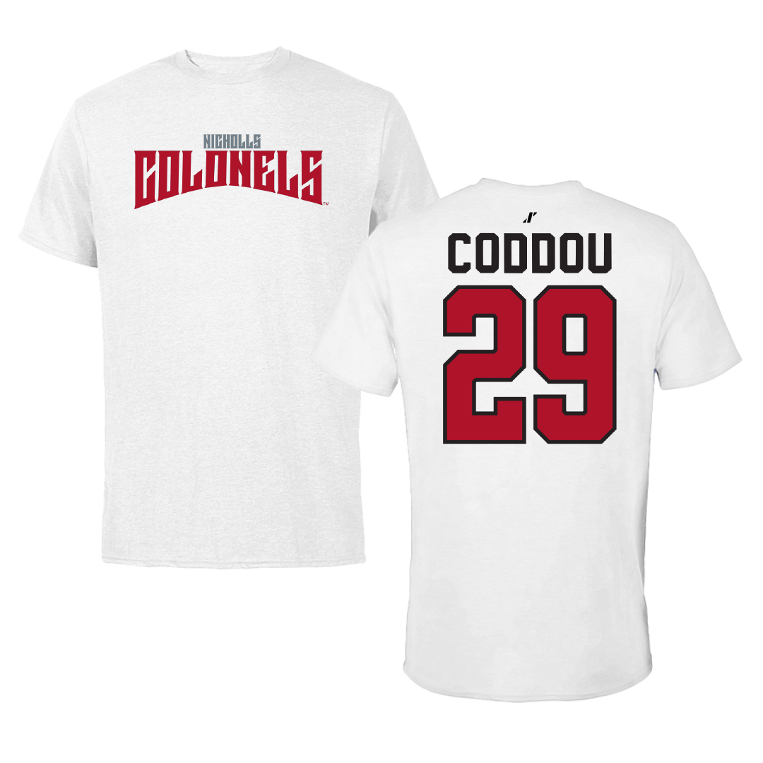 Nicholls State University Baseball White Classic Performance Tee - #29 Parker Coddou