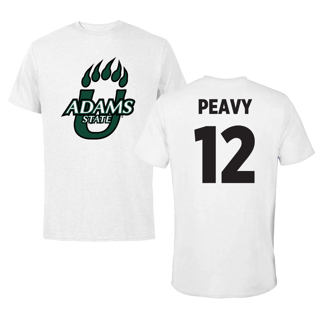 Adams State University Basketball White Performance Tee - #12 Daisha Peavy