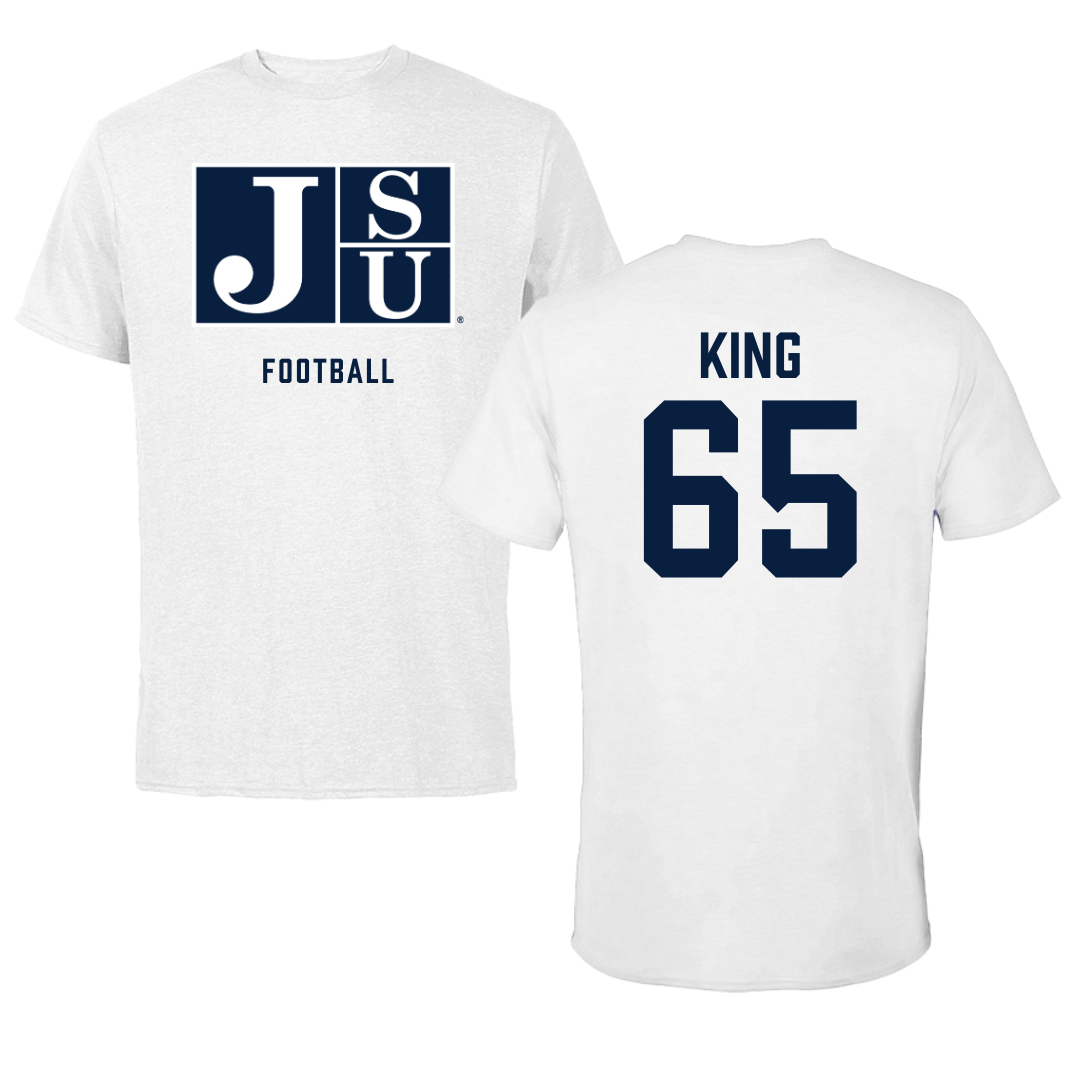 Jackson State University Football White Tee - #65 Jackson King