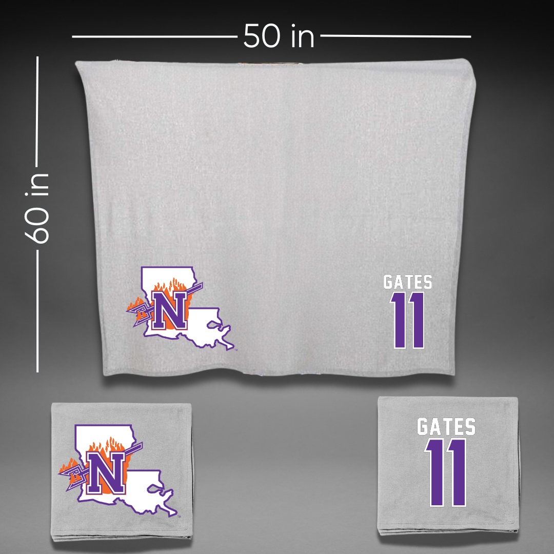 Northwestern State University Baseball Gray Blanket - #11 Grayson Gates