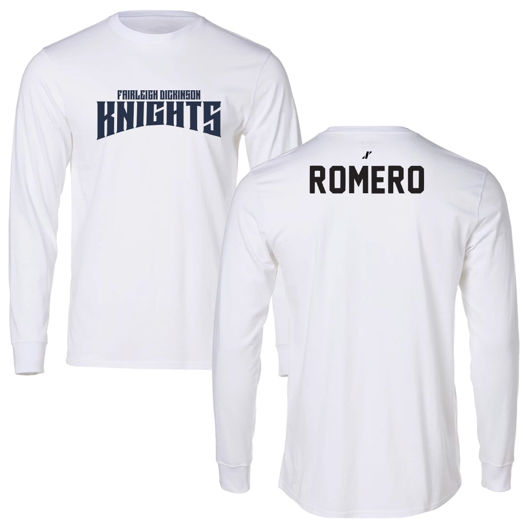 Fairleigh Dickinson University-Metropolitan Campus TF and XC White Classic Performance Long Sleeve - Zander Romero