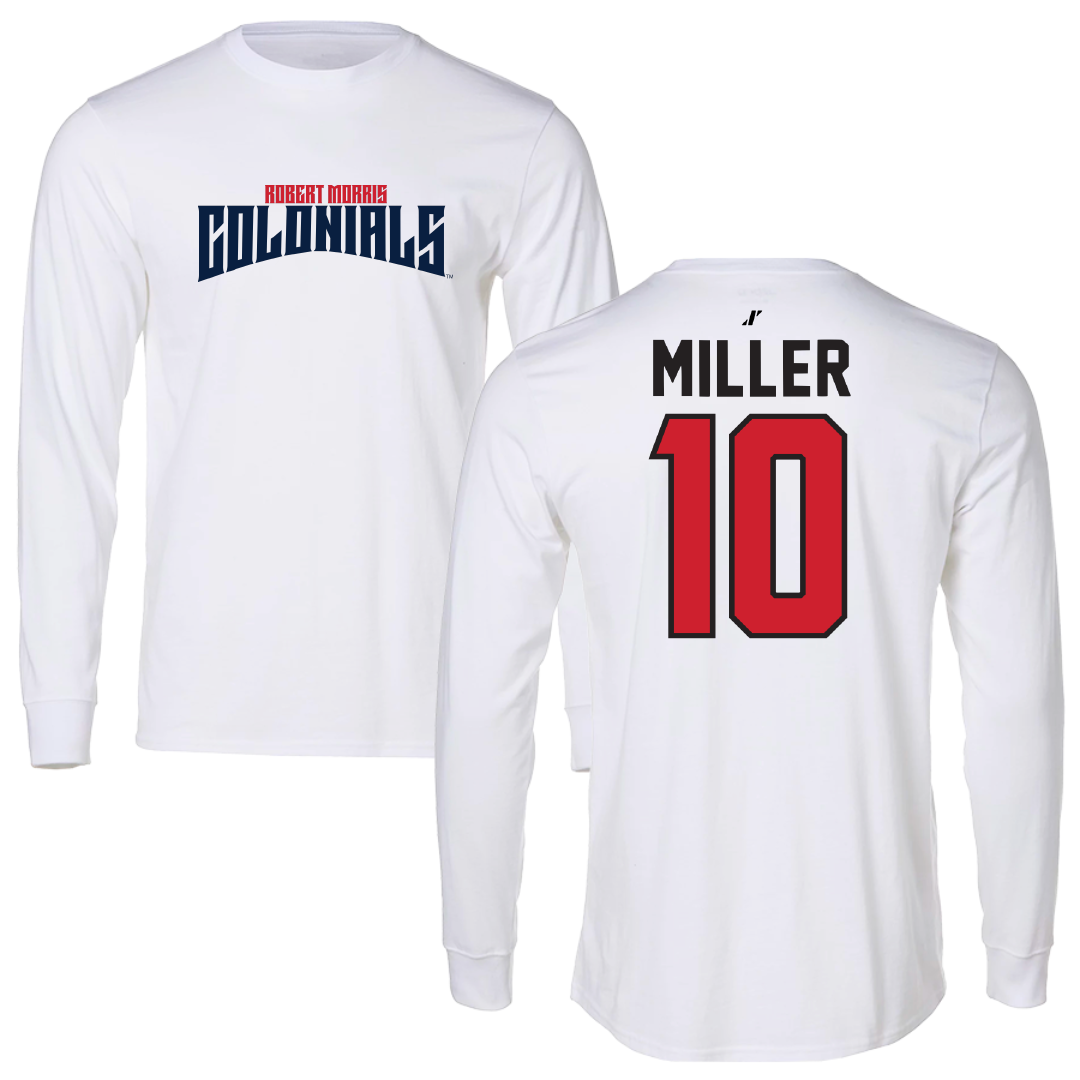 Robert Morris University Basketball White Classic Long Sleeve - #10 Dilen Miller