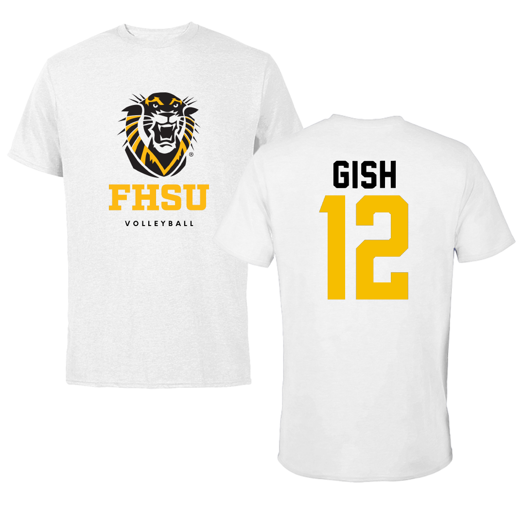 Fort Hays State University Volleyball White Performance Tee - #12 Delaney Gish