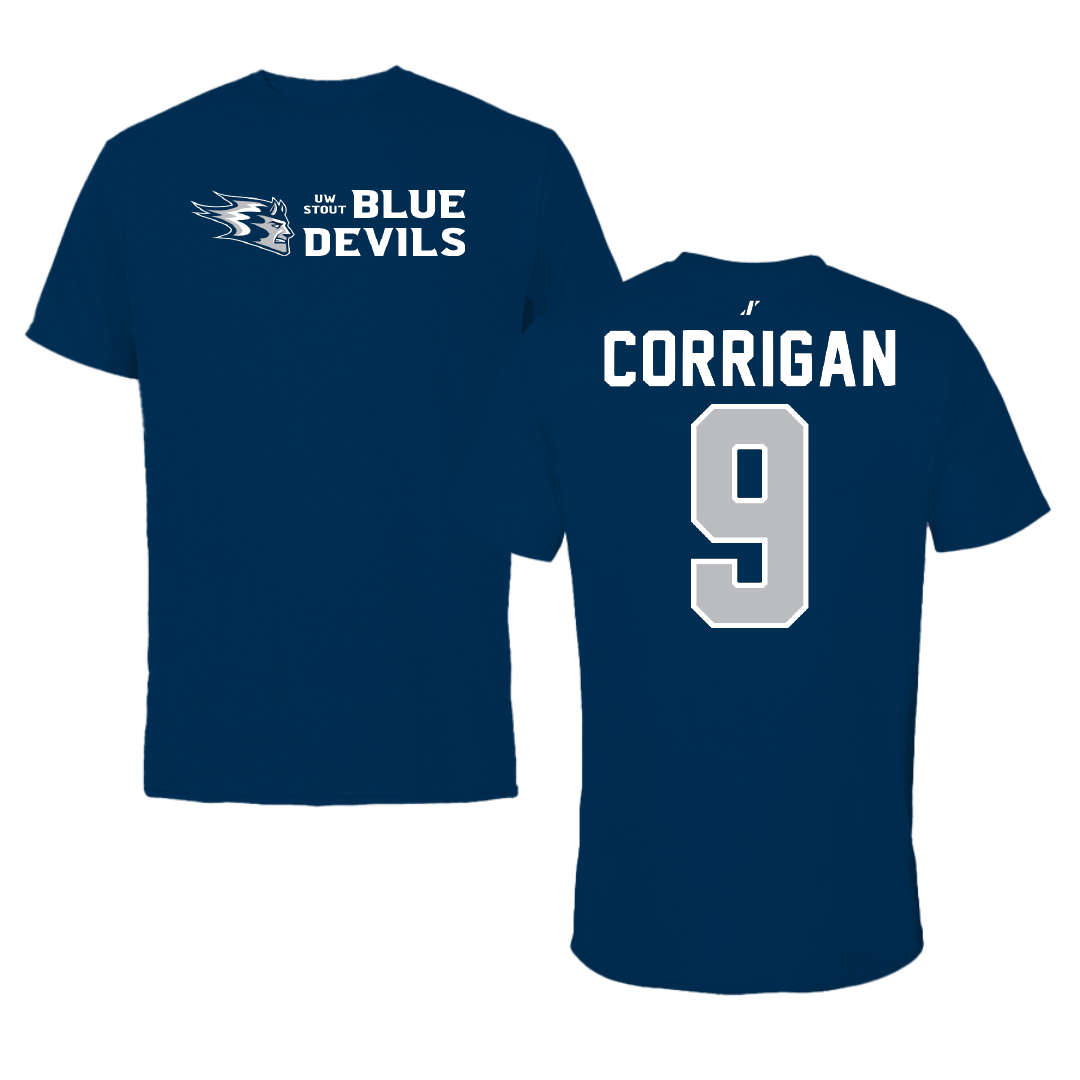University of Wisconsin-Stout Soccer Navy General Tee - #9 Evan Corrigan
