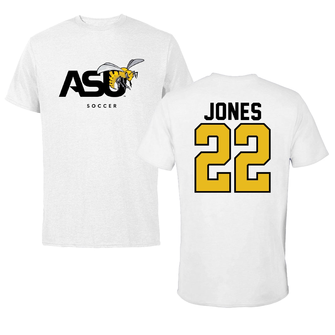Alabama State University Soccer White ASU Tee - #22 Summer Jones