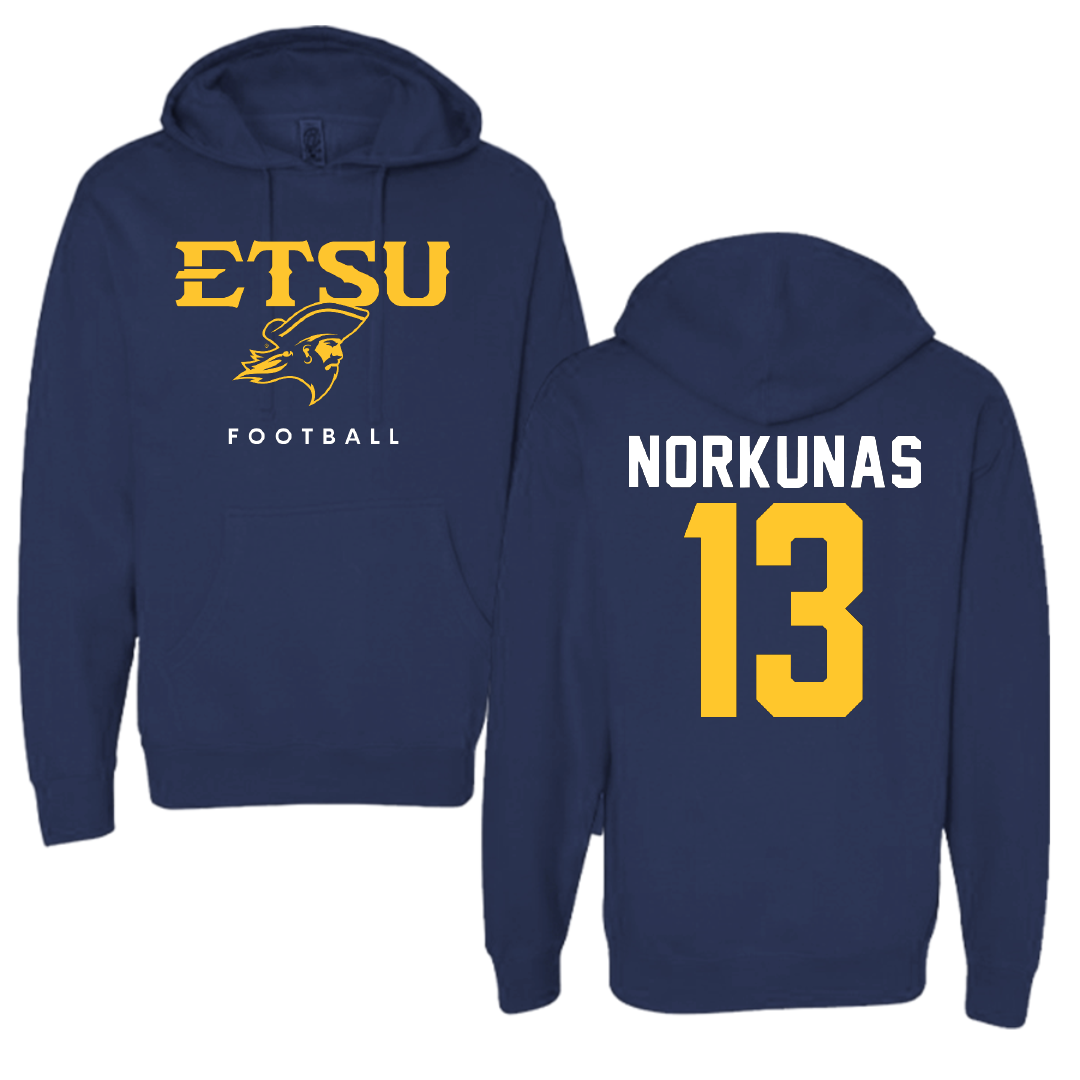 East Tennessee State University Football Navy Hoodie - #13 Jackson Norkunas