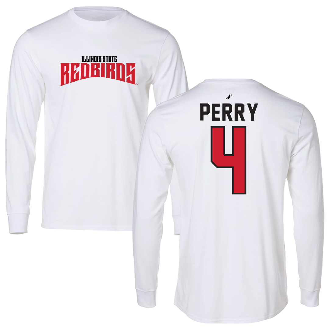 Illinois State University Baseball White Classic Long Sleeve - #4 Tanner Perry