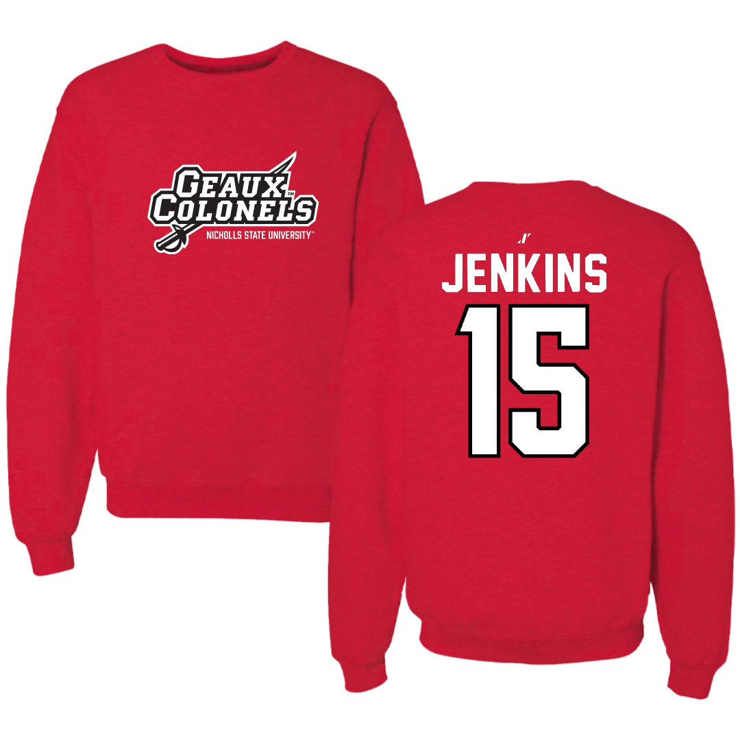 Nicholls State University Baseball Red General Crewneck - #15 Carter Jenkins
