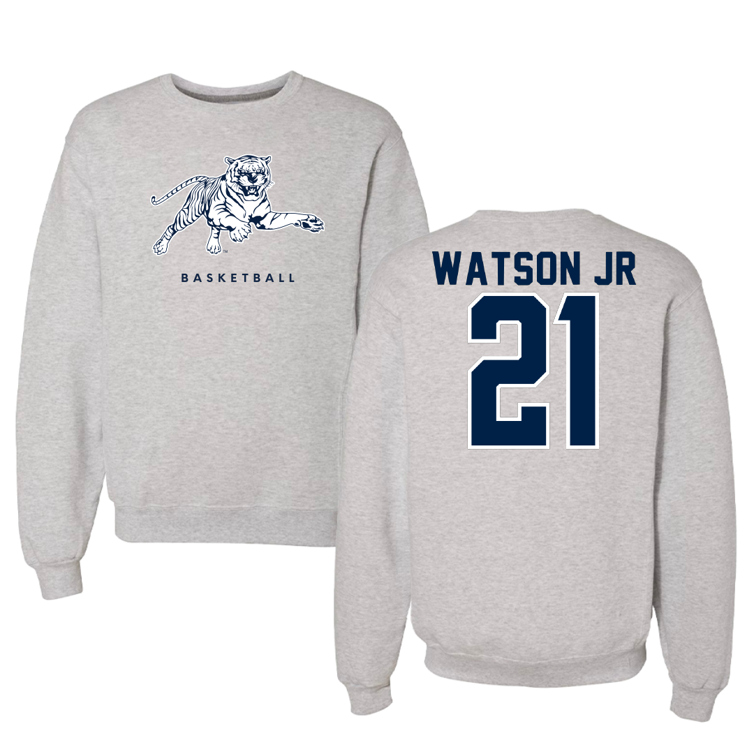 Jackson State University Basketball Gray Crewneck - #21 Marcus Watson Jr
