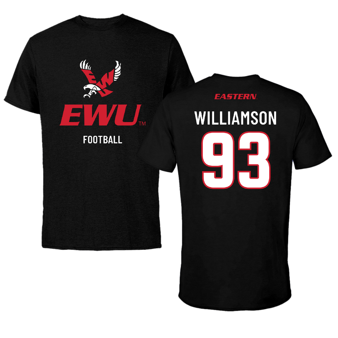 Eastern Washington University Football Black EWU Performance Tee - #93 Ethan Williamson