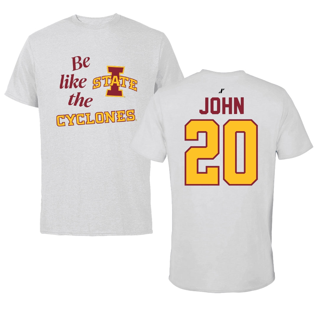 Iowa State University Soccer Light Gray Be Like Us Performance Tee - #20 Regan John