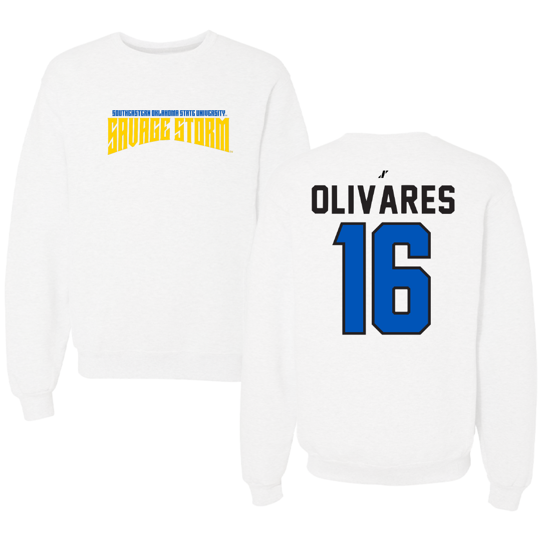 Southeastern Oklahoma State University Softball White Classic Crewneck - #16 Iliana Olivares