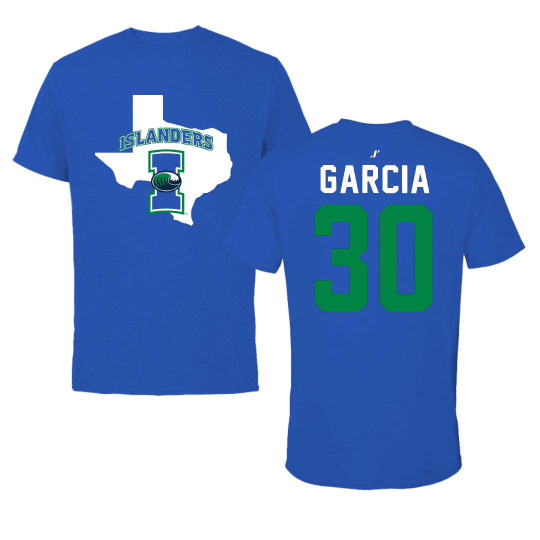 Texas A&M University-Corpus Christi Baseball Blue State Tee - #30 Zach Garcia