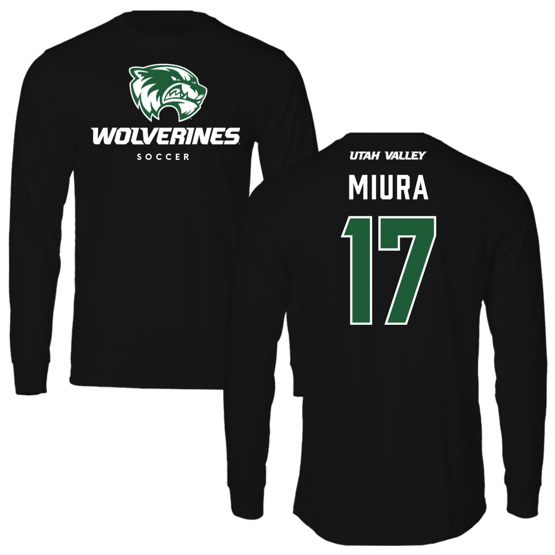 Utah Valley University Soccer Black Performance Long Sleeve - #17 Ura Miura