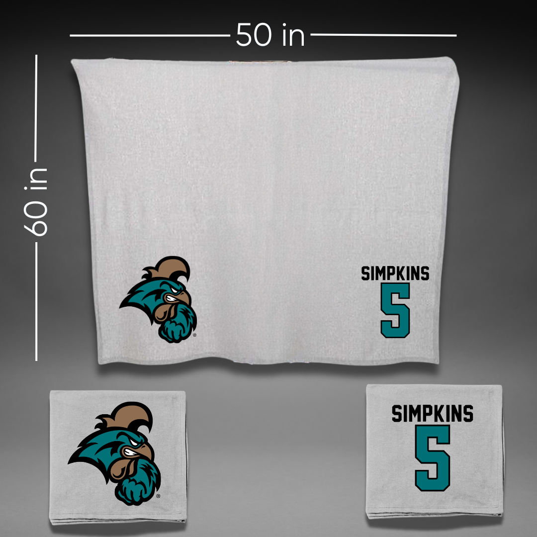 Coastal Carolina University Football Gray Blanket - #5 Ja'Vin Simpkins