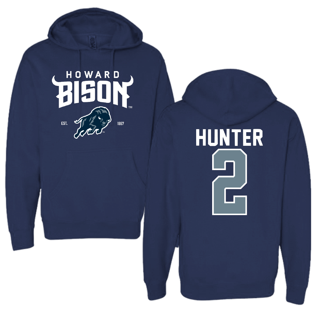Howard University Football Navy General Hoodie - #2 Jarett Hunter
