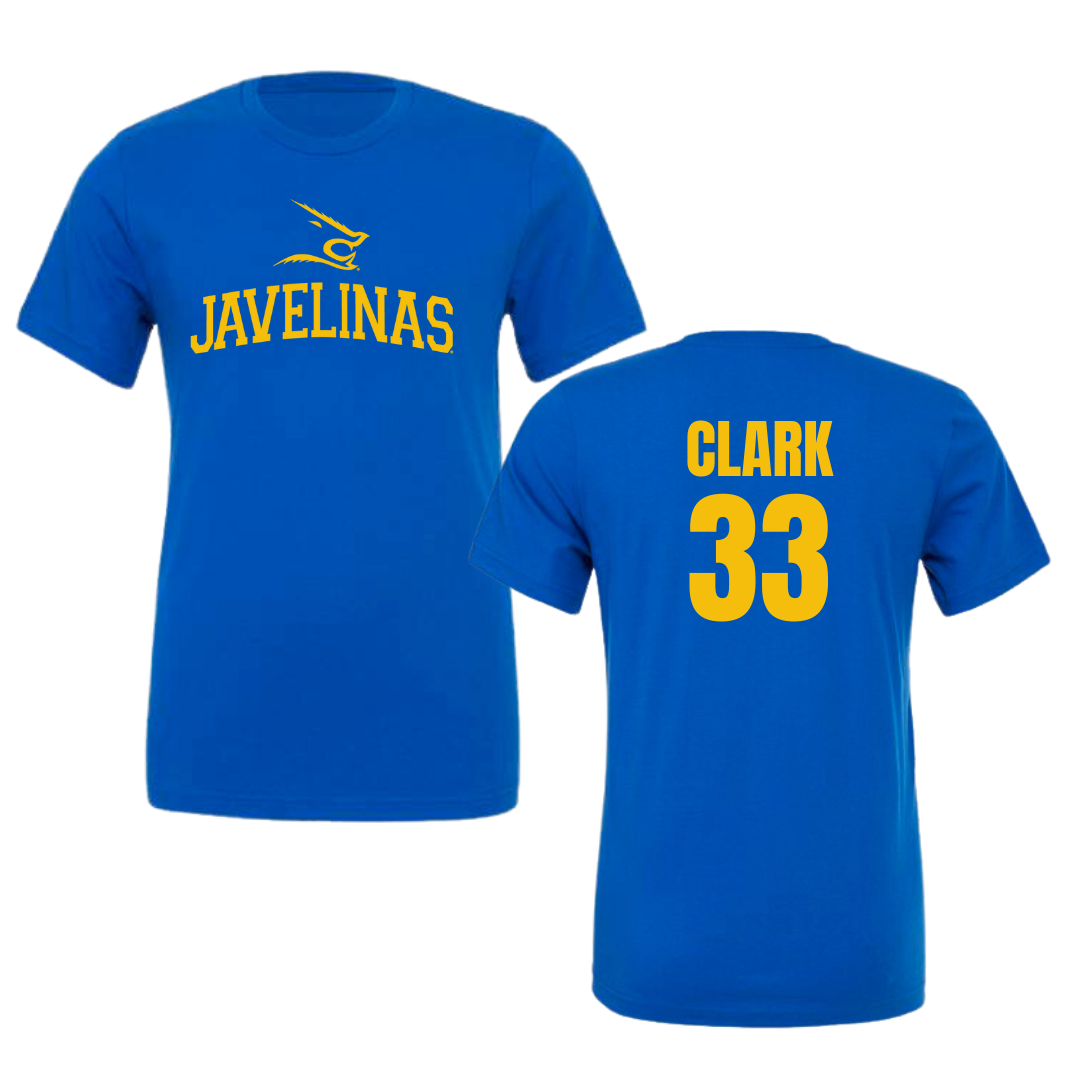 Texas A&M University-Kingsville Basketball Blue Tee - #33 Jason Clark