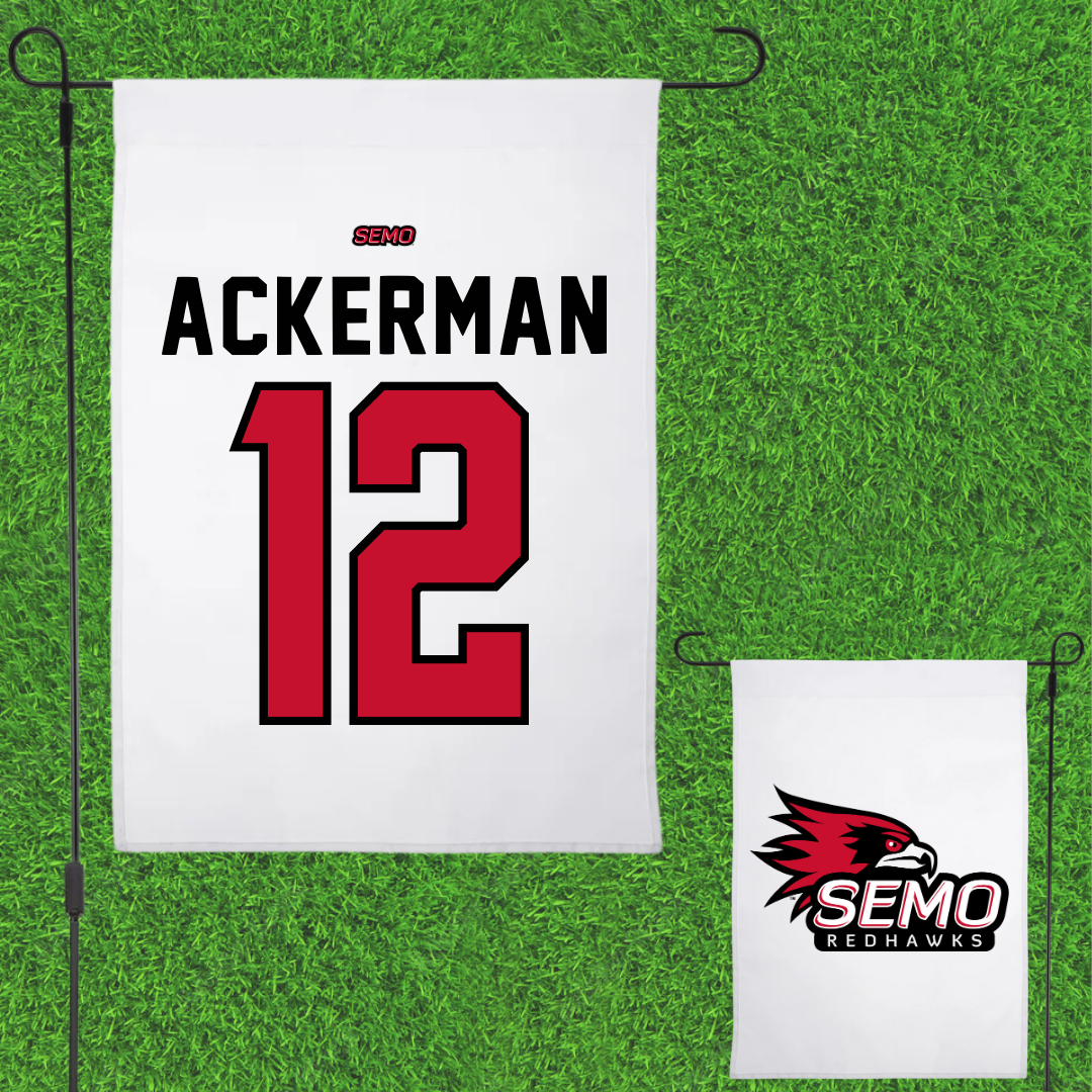 Southeast Missouri State University Baseball White Garden Flag - #12 Nolan Ackerman