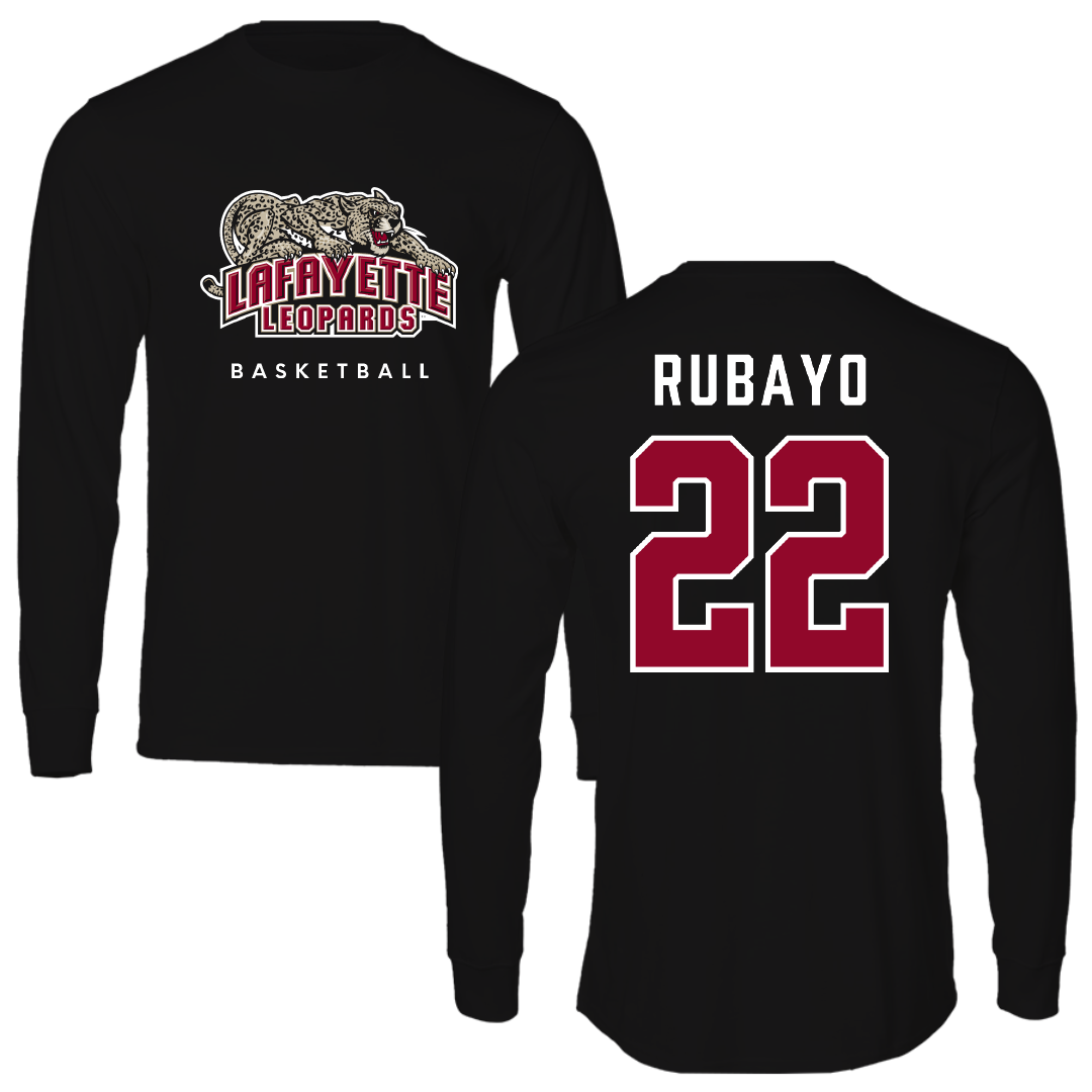 Lafayette College Basketball Black Performance Long Sleeve - #22 Chris Rubayo