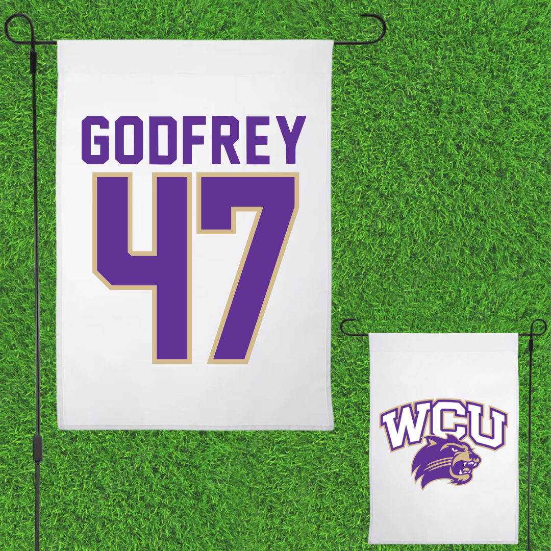 Western Carolina University Baseball White Garden Flag - #47 Jackson Godfrey