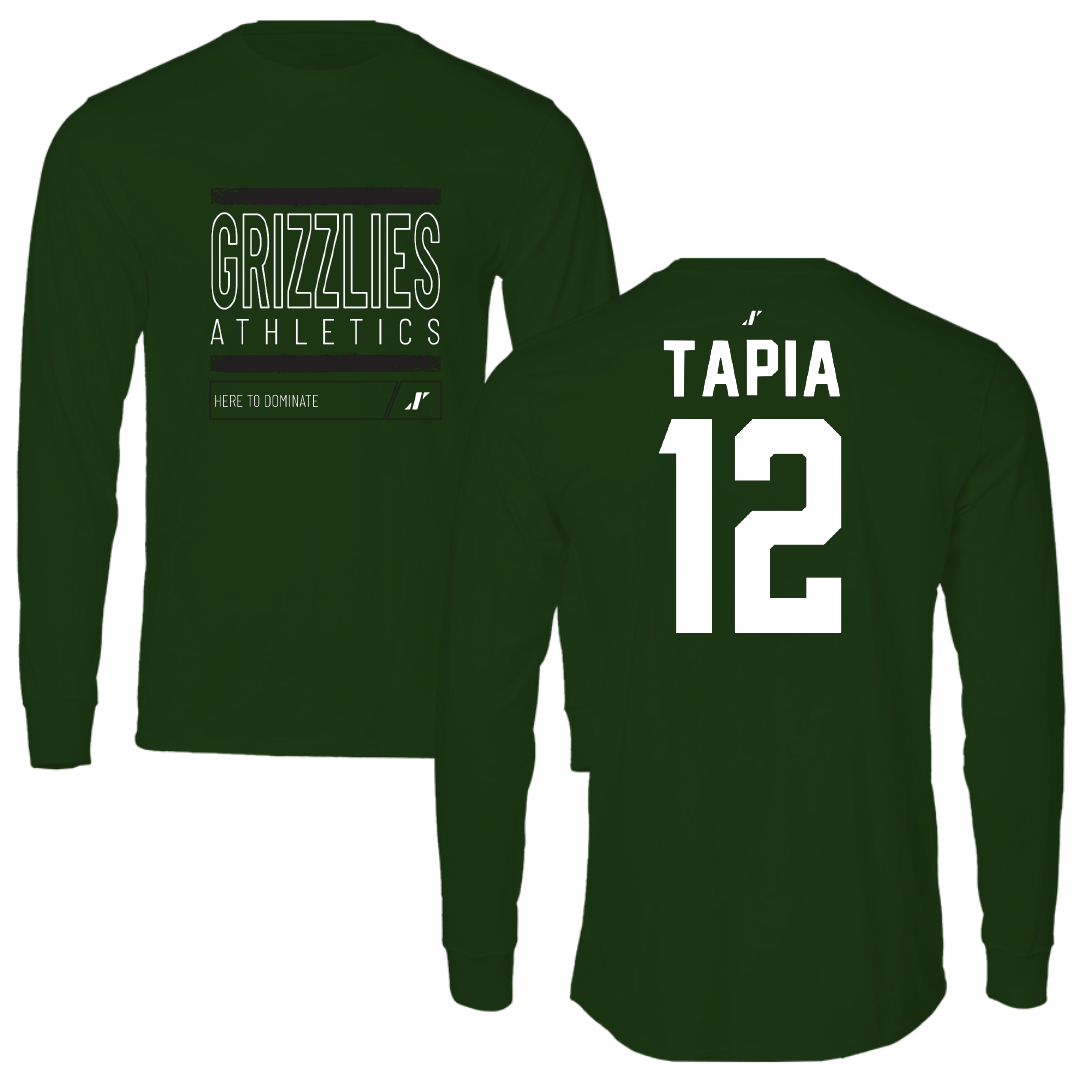 Adams State University Basketball Forest Green Dominate Long Sleeve - #12 Jude Tapia