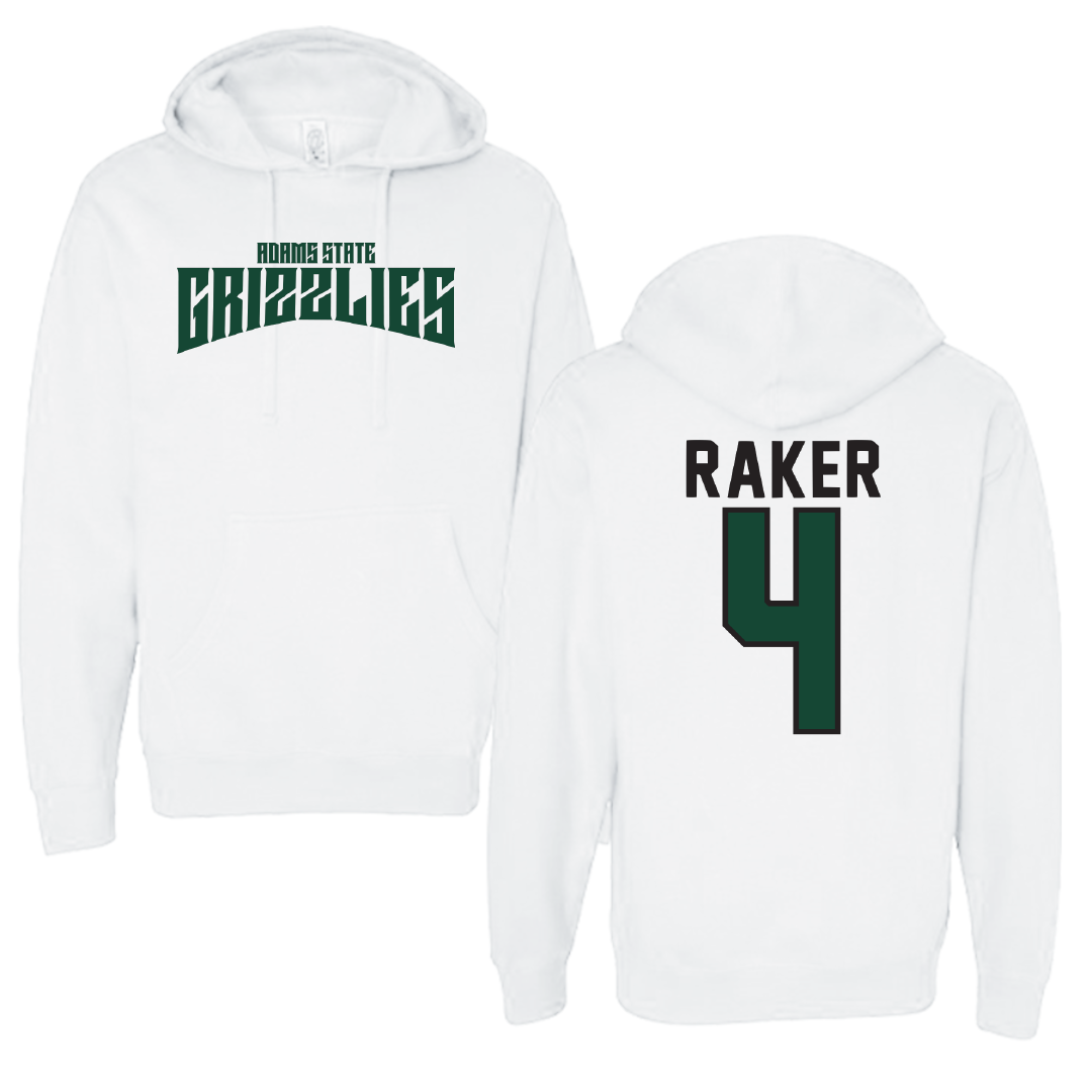 Adams State University Baseball White Classic Hoodie - #4 Joey Raker