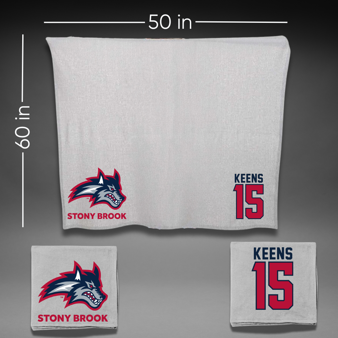 Stony Brook University Soccer Gray Blanket - #15 Jamie Keens