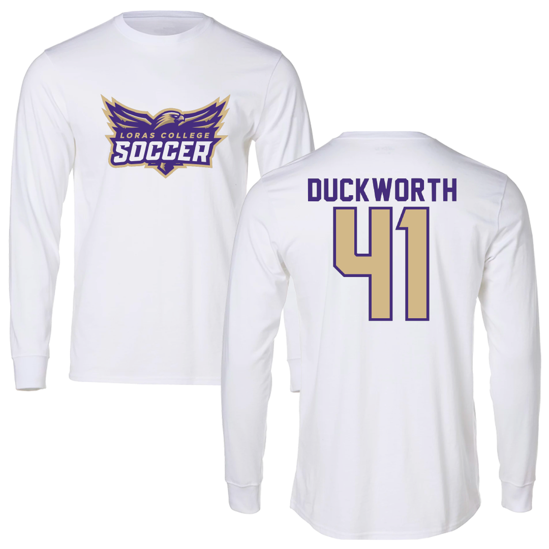 Loras College Soccer White Soccer Performance Long Sleeve - #41 Cana Duckworth