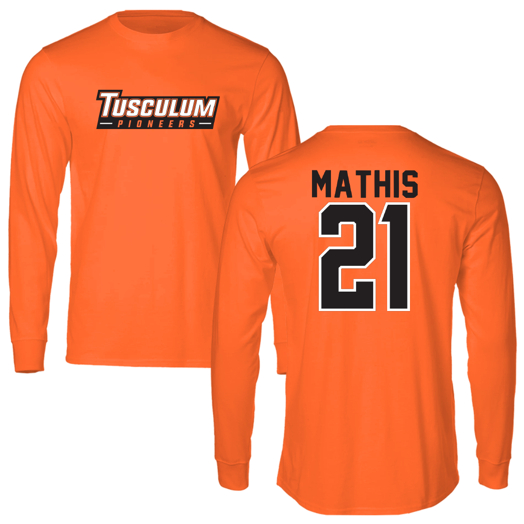 Tusculum University Volleyball Orange Performance Long Sleeve - #21 Reef Mathis