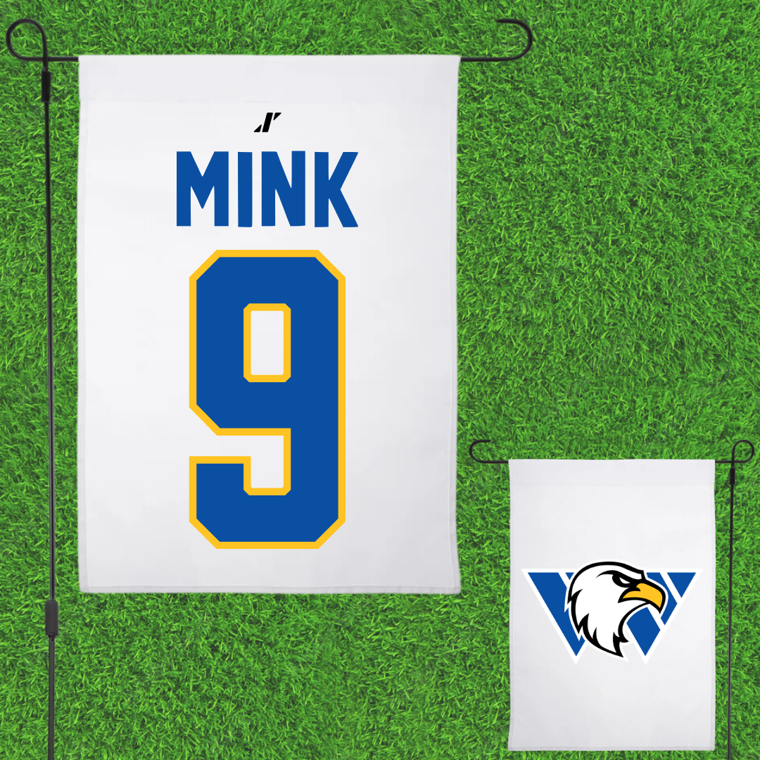 Williams Baptist University Baseball White Garden Flag - #9 Gavin Mink