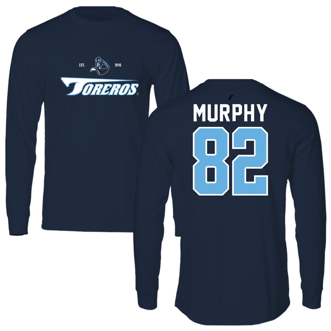 University of San Diego Football Navy General Performance Long Sleeve - #82 Kollen Murphy