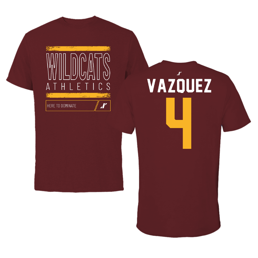 Bethune-Cookman University Baseball Maroon Dominate Tee - #4 Peter Vazquez