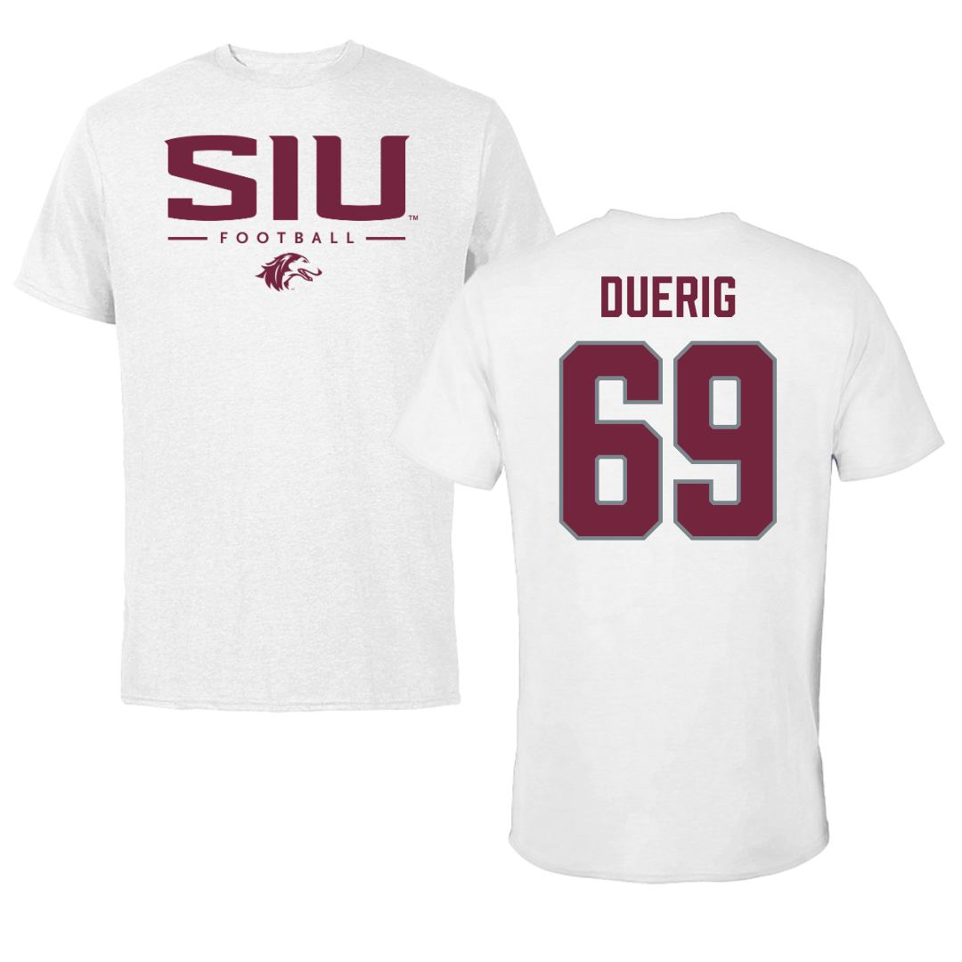 Southern Illinois University at Carbondale Football White Performance Tee - #69 Aidan Duerig