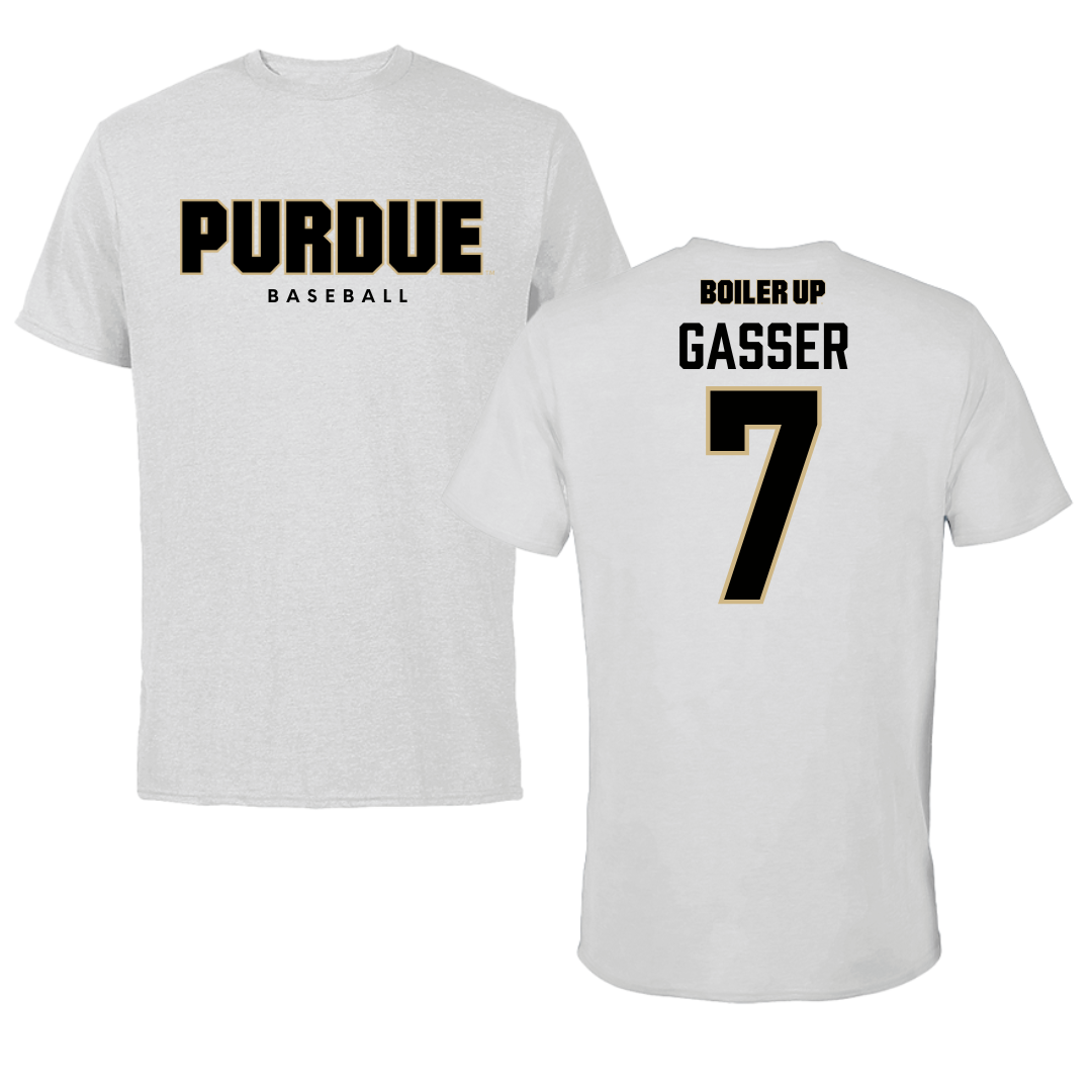 Purdue University Baseball Solid Athletic Gray Performance Tee - #7 Camden Gasser