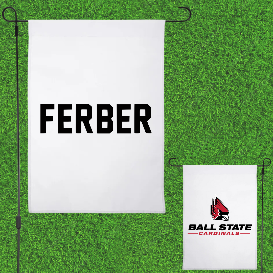 Ball State University Swimming & Diving White Garden Flag - Reeve Ferber