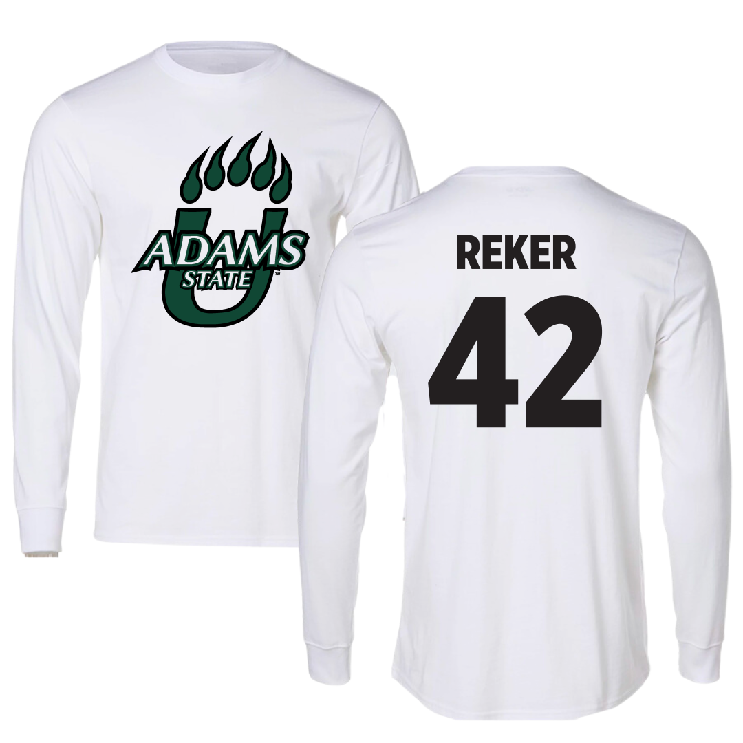 Adams State University Baseball White Long Sleeve - #42 Seth Reker