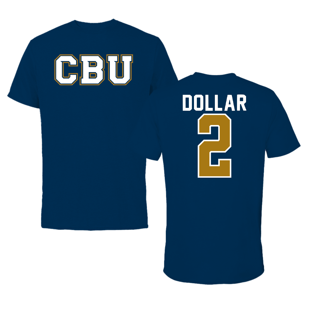 California Baptist University Basketball Navy Performance Tee - #2 Jalen Dollar
