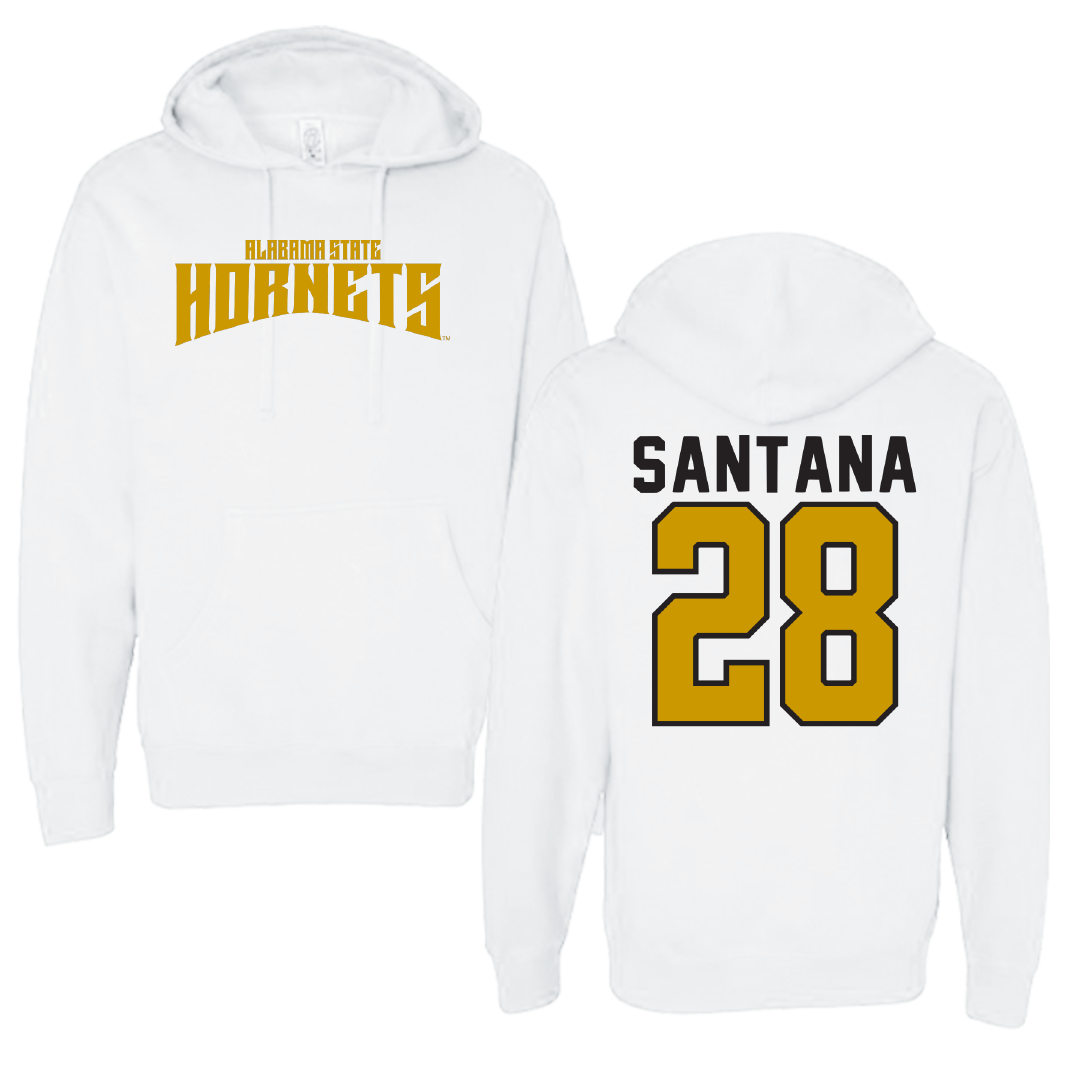 Alabama State University Baseball White Classic Hoodie - #28 Fabian Santana