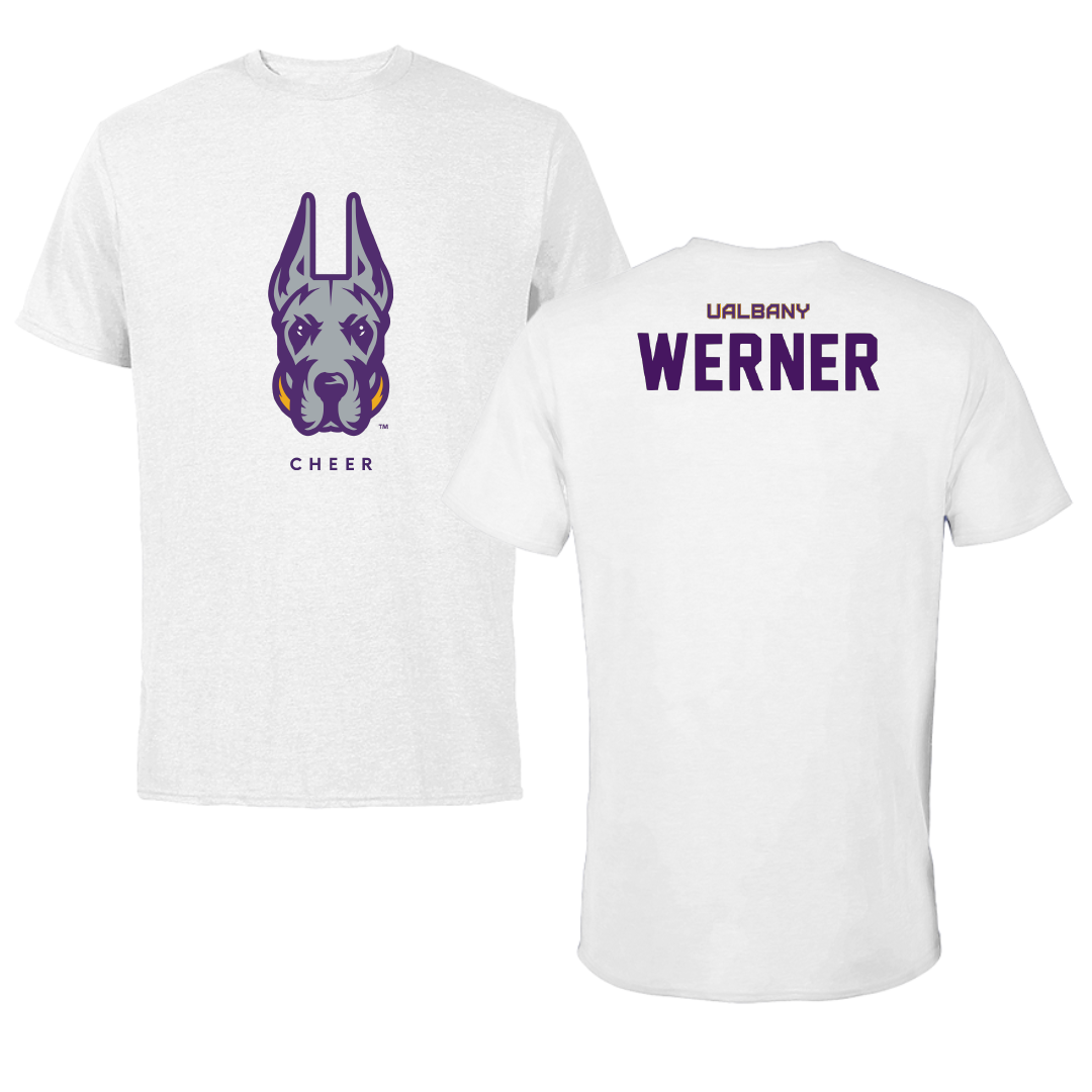 University at Albany Cheer White Mascot Tee - Elizabeth Werner