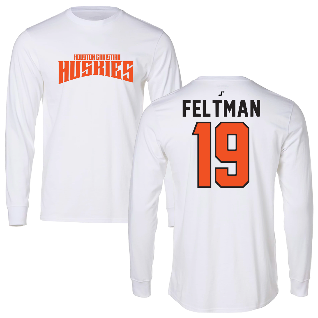 Houston Christian University Baseball White Classic Long Sleeve - #19 Jett Feltman
