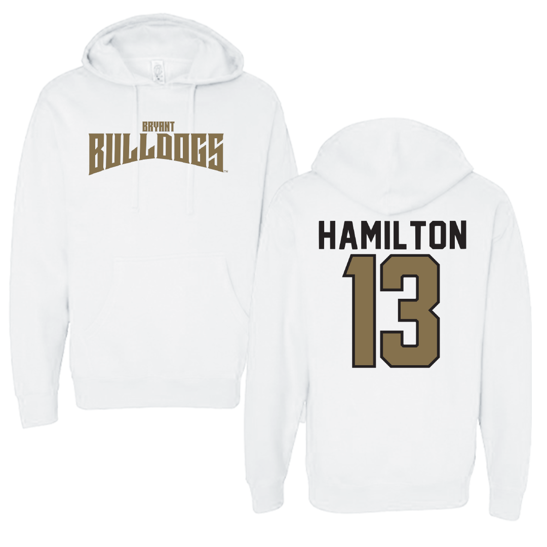 Bryant University Football White Classic Hoodie - #13 Kaden Hamilton