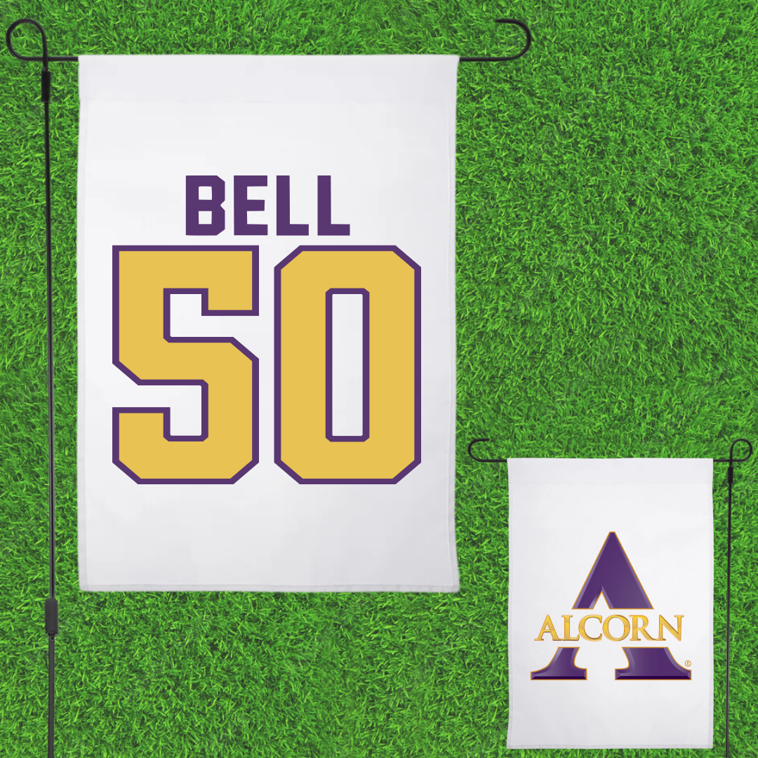 Alcorn State University Baseball White Garden Flag - #50 Hunter Bell