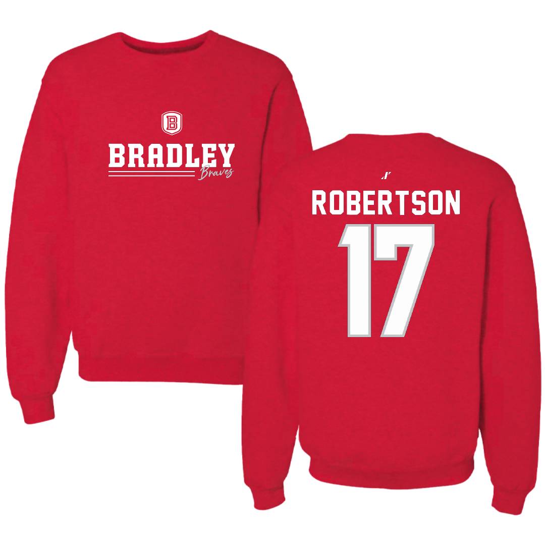 Bradley University Softball Red General Crewneck - #17 Kinsley Robertson