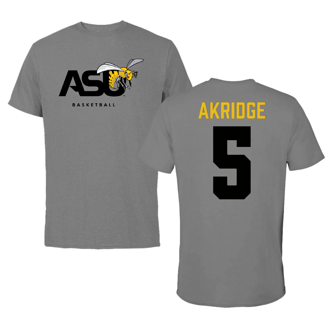 Alabama State University Basketball Dark Gray Tee - #5 Solangelei Akridge