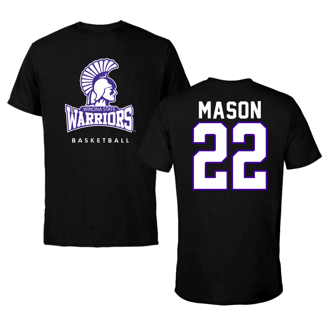Winona State University Basketball Black Tee - #22 Tyler Mason