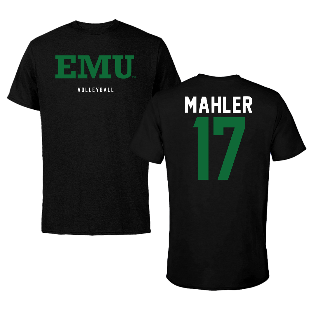 Eastern Michigan University Volleyball Black Tee - #17 Taeley Mahler