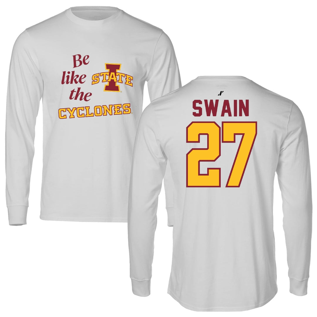 Iowa State University Softball Light Gray Be Like Us Performance Long Sleeve - #27 Saya Swain