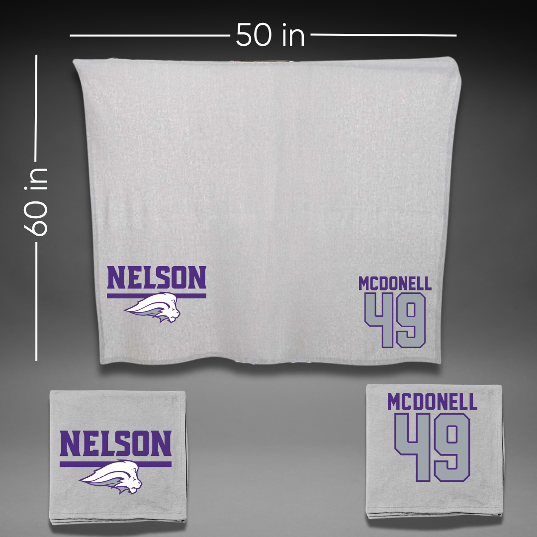 Nelson University Baseball Gray Blanket - #49 Trinidad McDonell